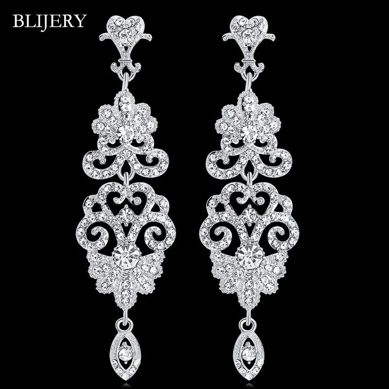 Luxury Rhinestone Chandelier Bridal Earrings
