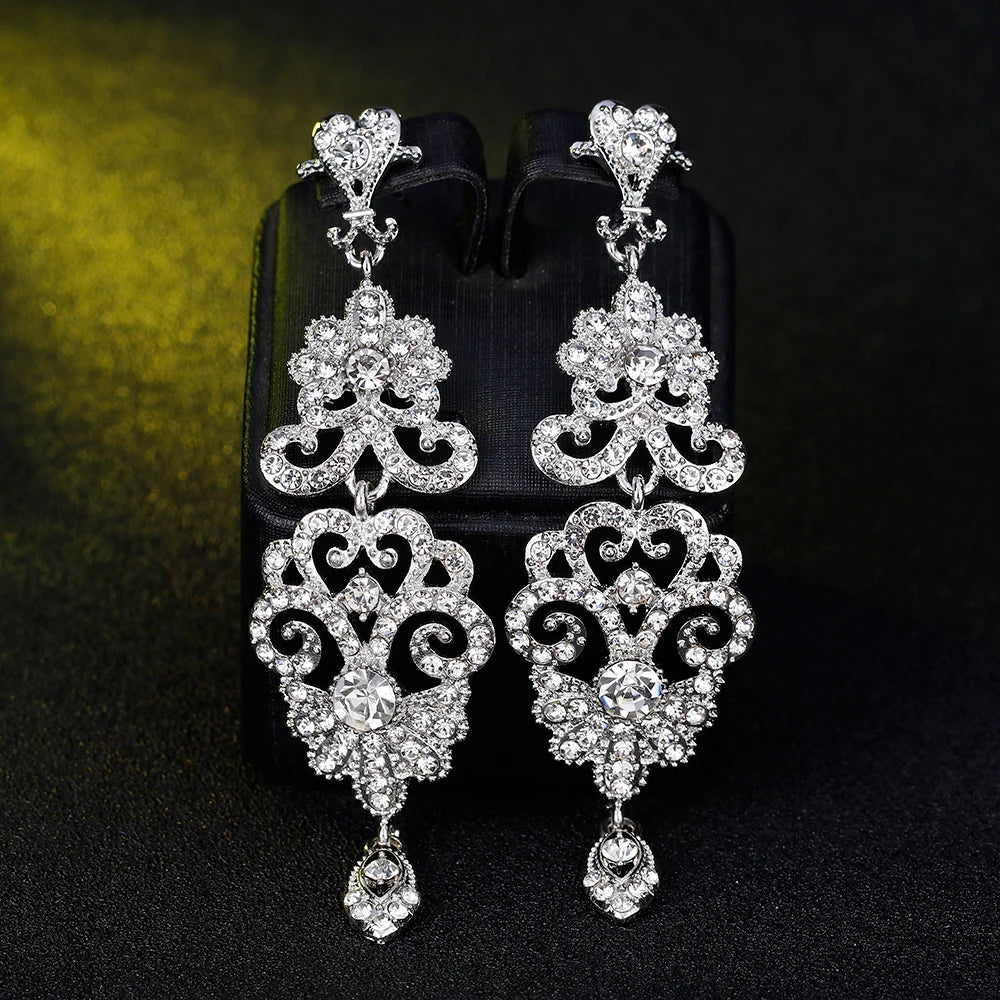 Luxury Rhinestone Chandelier Bridal Earrings