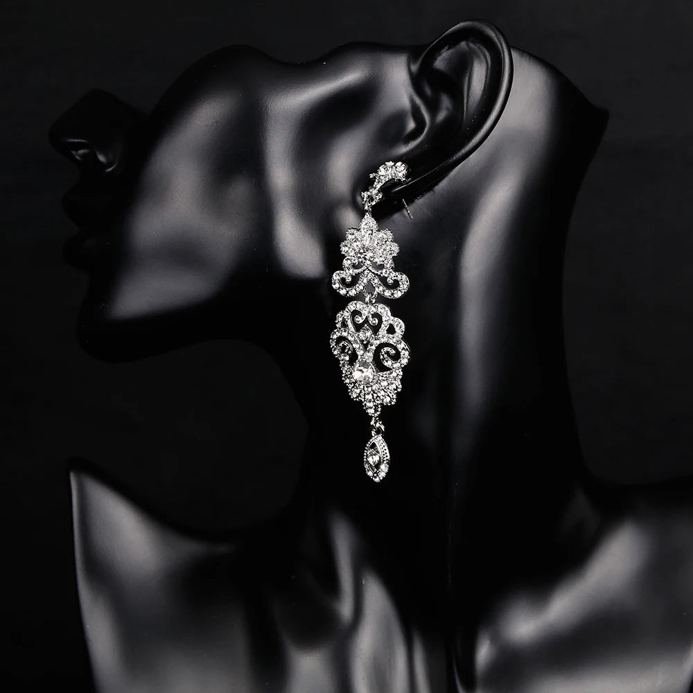 Luxury Rhinestone Chandelier Bridal Earrings
