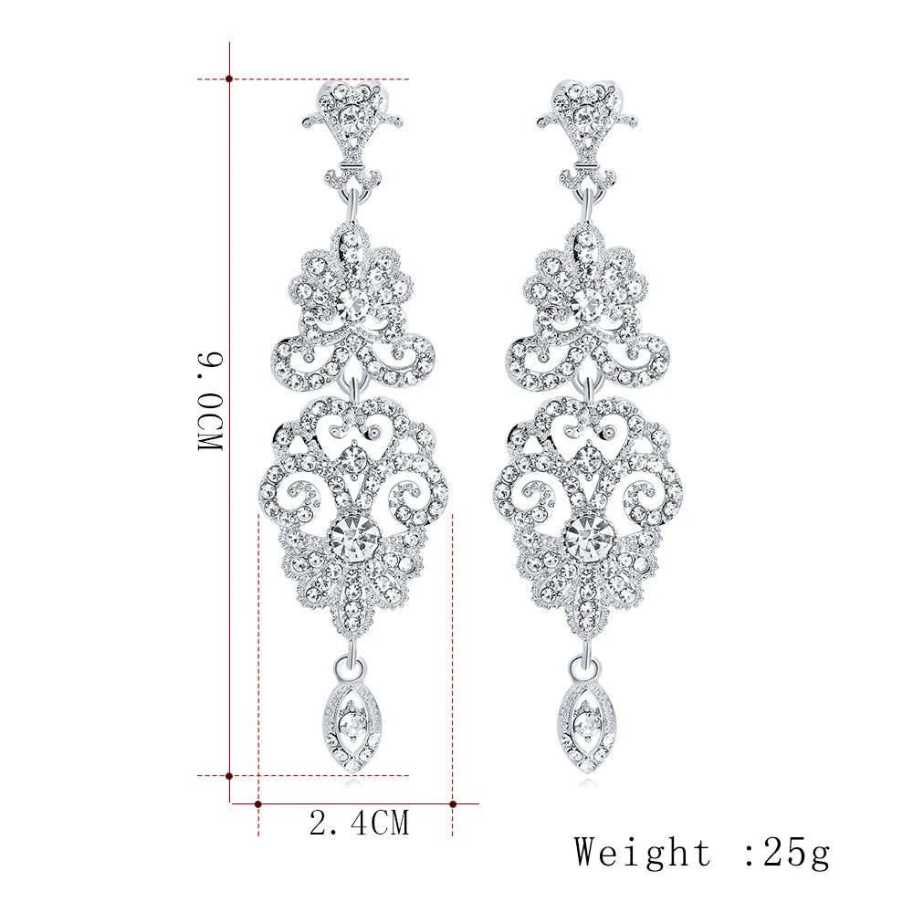 Luxury Rhinestone Chandelier Bridal Earrings
