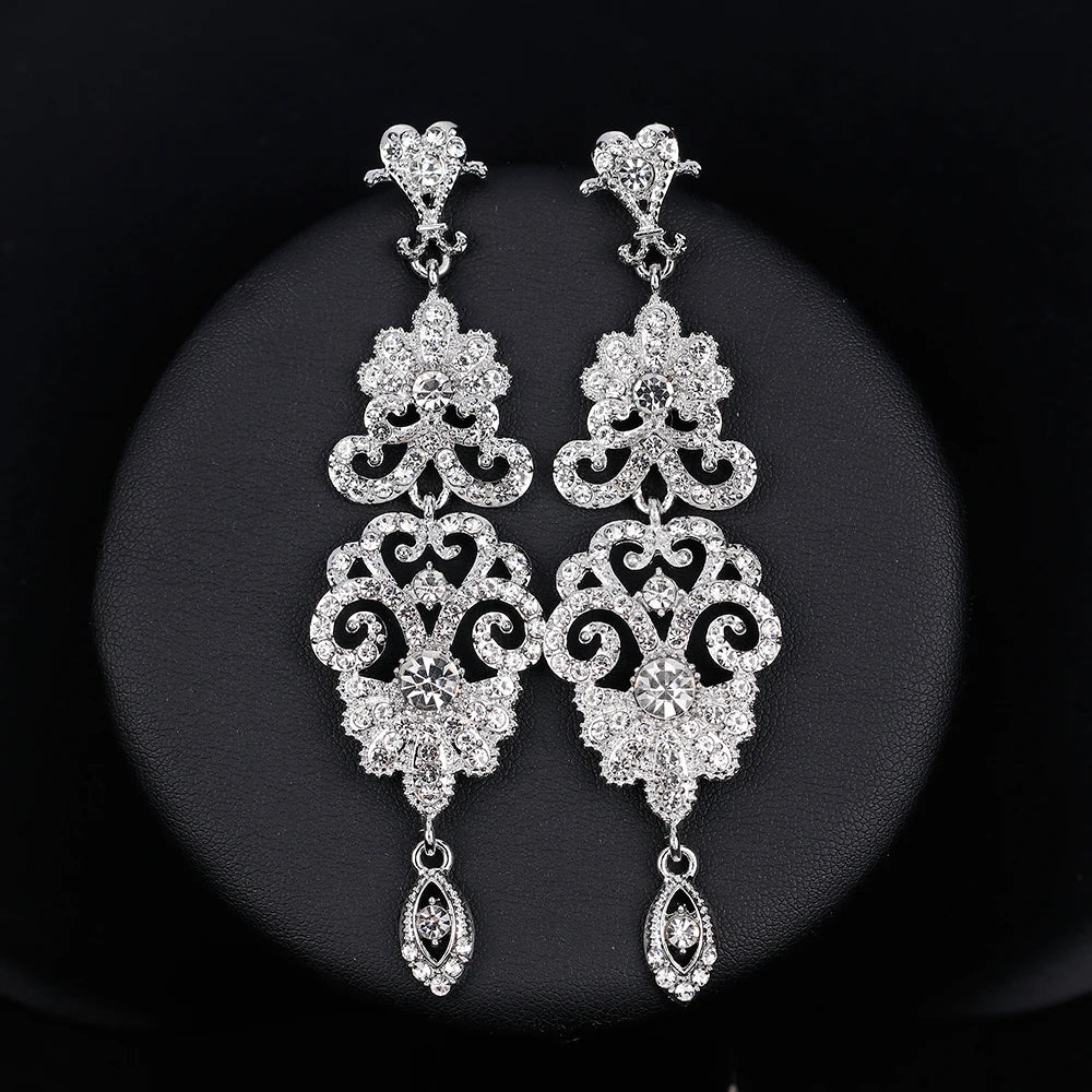 Luxury Rhinestone Chandelier Bridal Earrings
