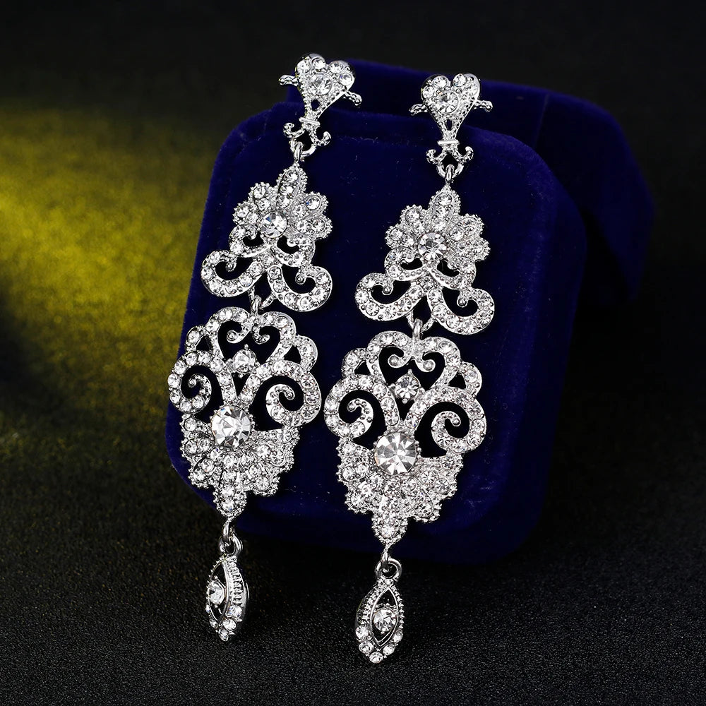 Luxury Rhinestone Chandelier Bridal Earrings