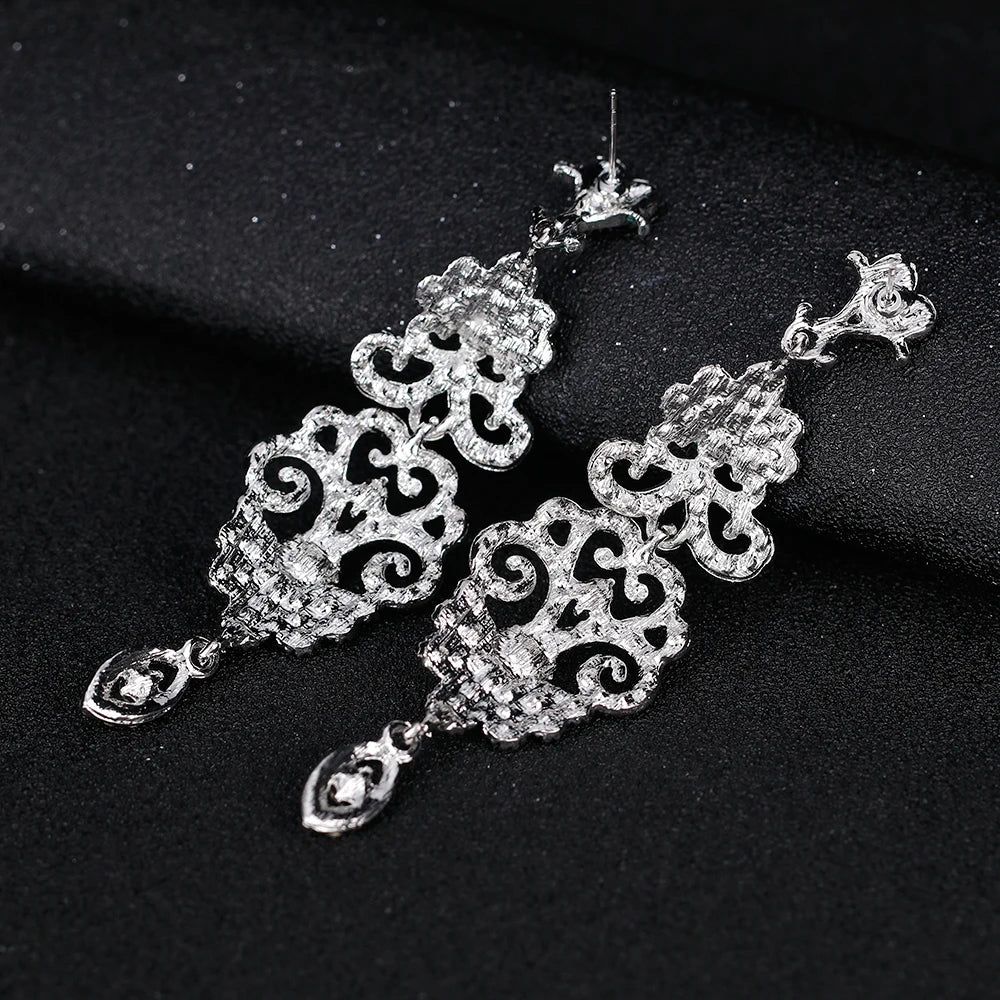 Luxury Rhinestone Chandelier Bridal Earrings