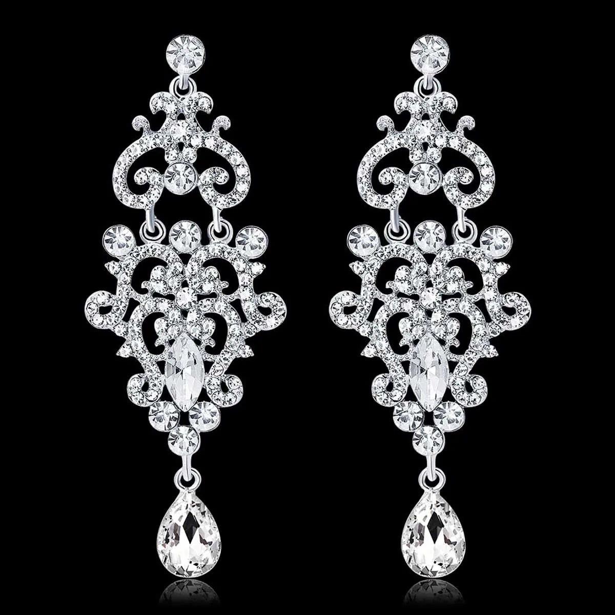 Luxury Rhinestone Chandelier Bridal Earrings