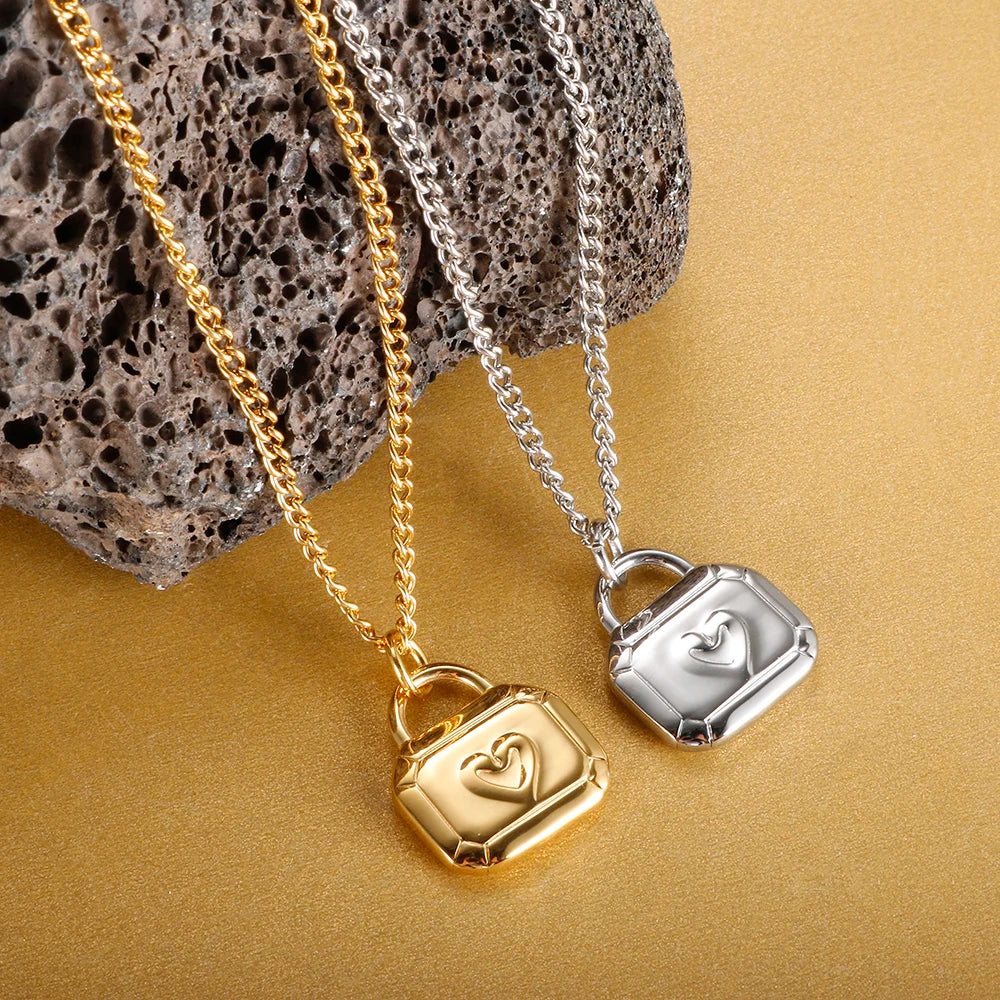 Heart Pendant Waterproof Stainless Steel Necklace