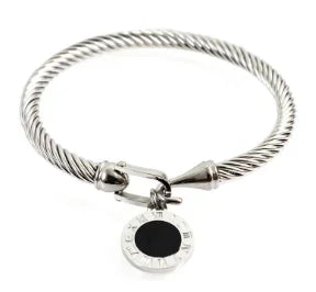 Triple Crystal Stainless Steel Bangle