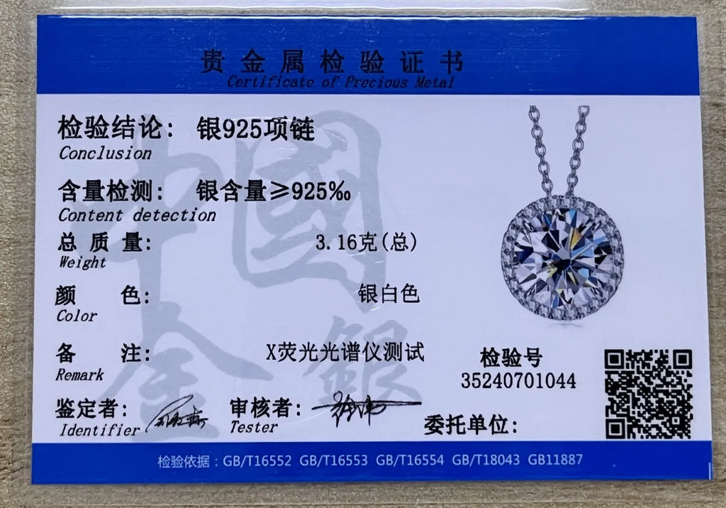 5ct Moissanite Sterling Silver Pendant Necklace