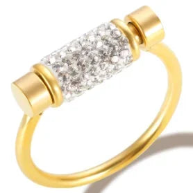 Crystal Zircon Waterproof Stainless Steel Ring