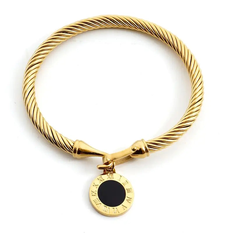 Triple Crystal Stainless Steel Bangle