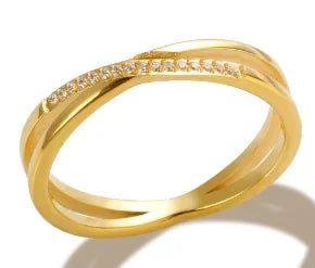 Zircon Inlaid Waterproof Stainless Steel Ring