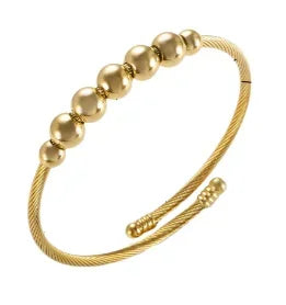 Triple Crystal Stainless Steel Bangle
