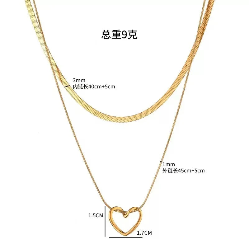Heart Pendant Waterproof Stainless Steel Necklace