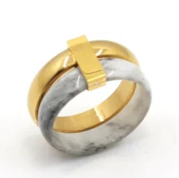 Zircon Inlaid Waterproof Stainless Steel Ring