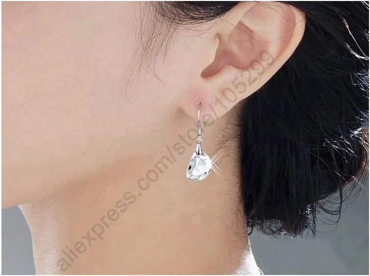 White Crystal Sterling Silver Jewellery Set
