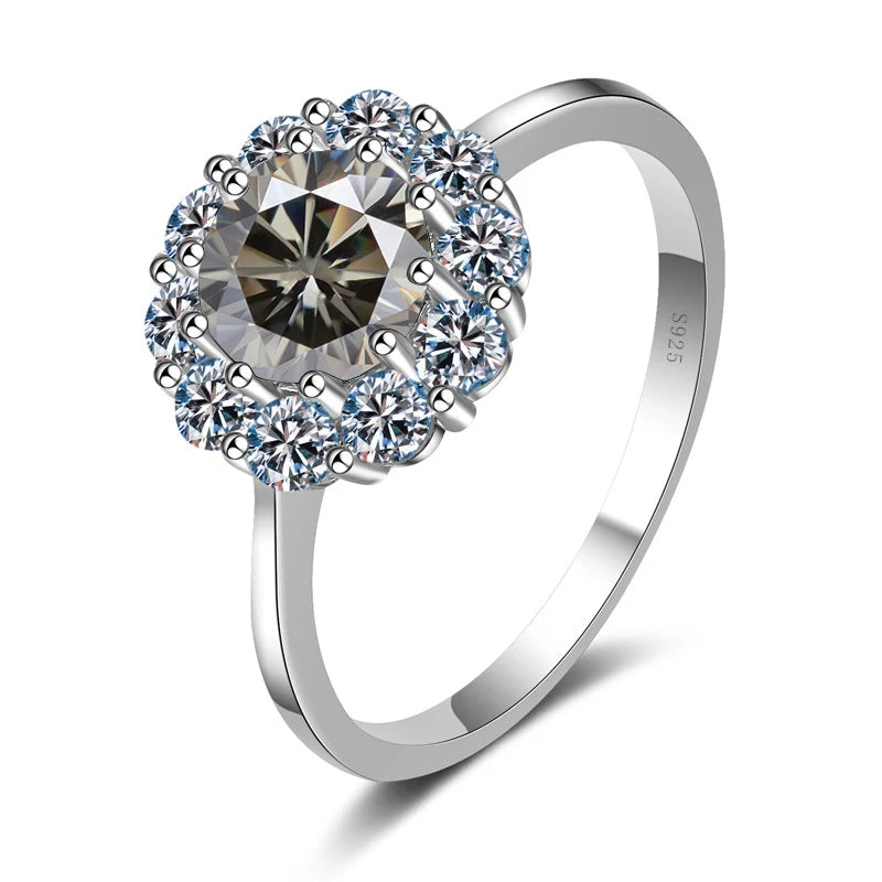 1ct Moissanite Flower Engagement Ring