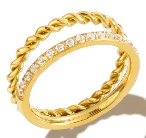 Zircon Inlaid Waterproof Stainless Steel Ring