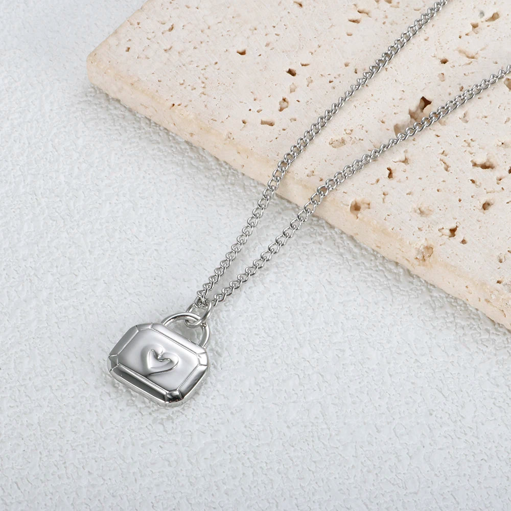 Heart Pendant Waterproof Stainless Steel Necklace