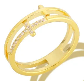 Zircon Inlaid Waterproof Stainless Steel Ring