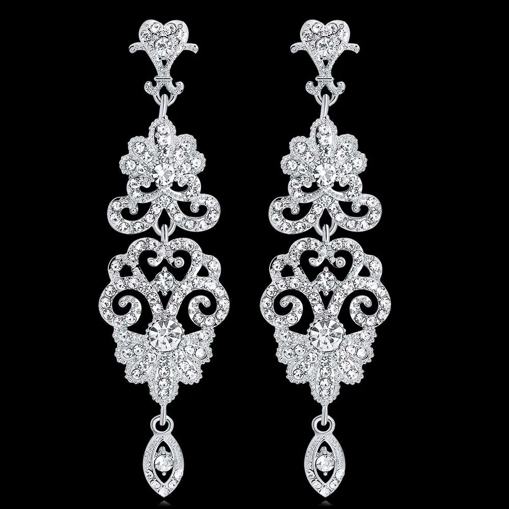 Luxury Rhinestone Chandelier Bridal Earrings