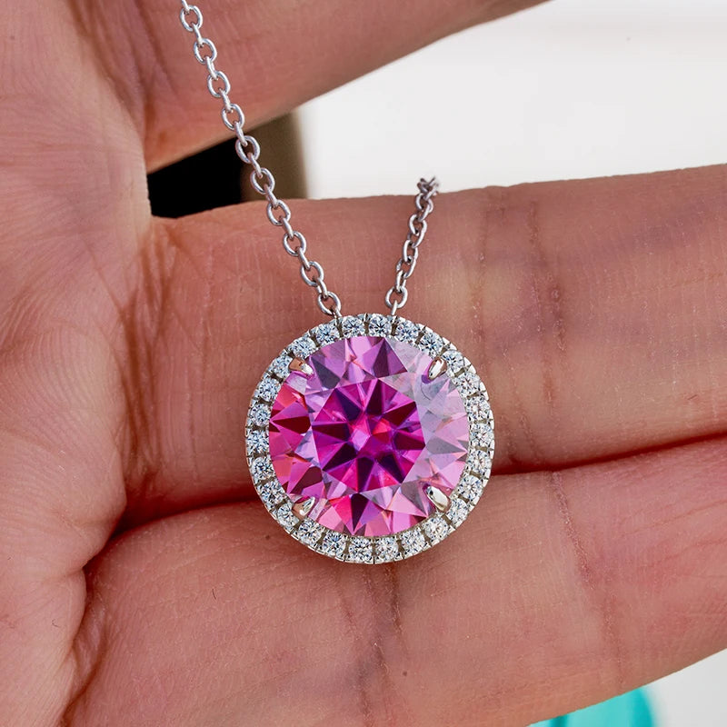 5ct Moissanite Sterling Silver Pendant Necklace
