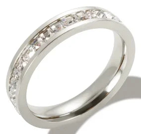 Crystal Zircon Waterproof Stainless Steel Ring