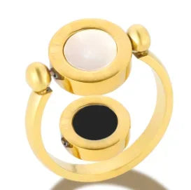 Zircon Inlaid Waterproof Stainless Steel Ring