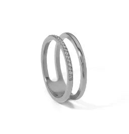 Zircon Inlaid Waterproof Stainless Steel Ring