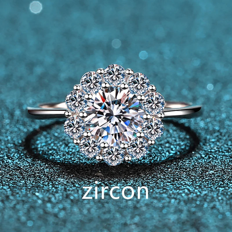 1ct Moissanite Flower Engagement Ring