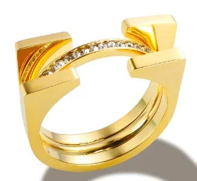 Zircon Inlaid Waterproof Stainless Steel Ring