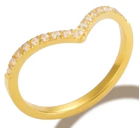Crystal Zircon Waterproof Stainless Steel Ring