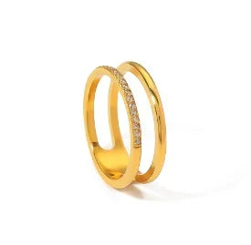 Zircon Inlaid Waterproof Stainless Steel Ring