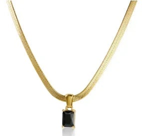 Square Pendant Stainless Steel Chain Necklace