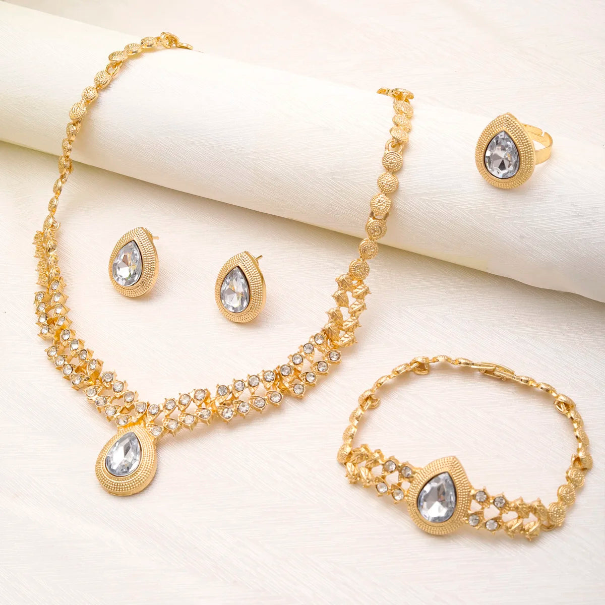 Dubai Gold Zircon Bridal Jewellery Set