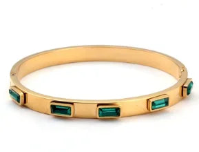 Triple Crystal Stainless Steel Bangle