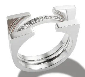 Zircon Inlaid Waterproof Stainless Steel Ring