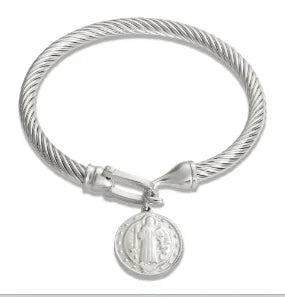 Triple Crystal Stainless Steel Bangle