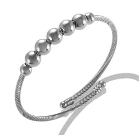 Triple Crystal Stainless Steel Bangle