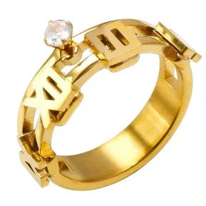 Zircon Inlaid Waterproof Stainless Steel Ring