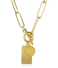 Square Pendant Stainless Steel Chain Necklace