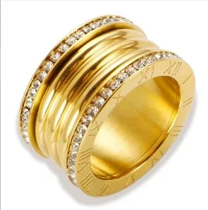 Crystal Zircon Waterproof Stainless Steel Ring