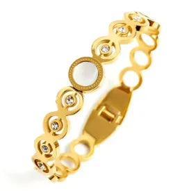 Triple Crystal Stainless Steel Bangle