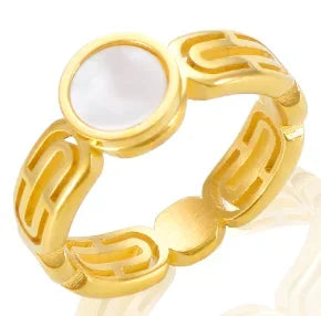 Zircon Inlaid Waterproof Stainless Steel Ring