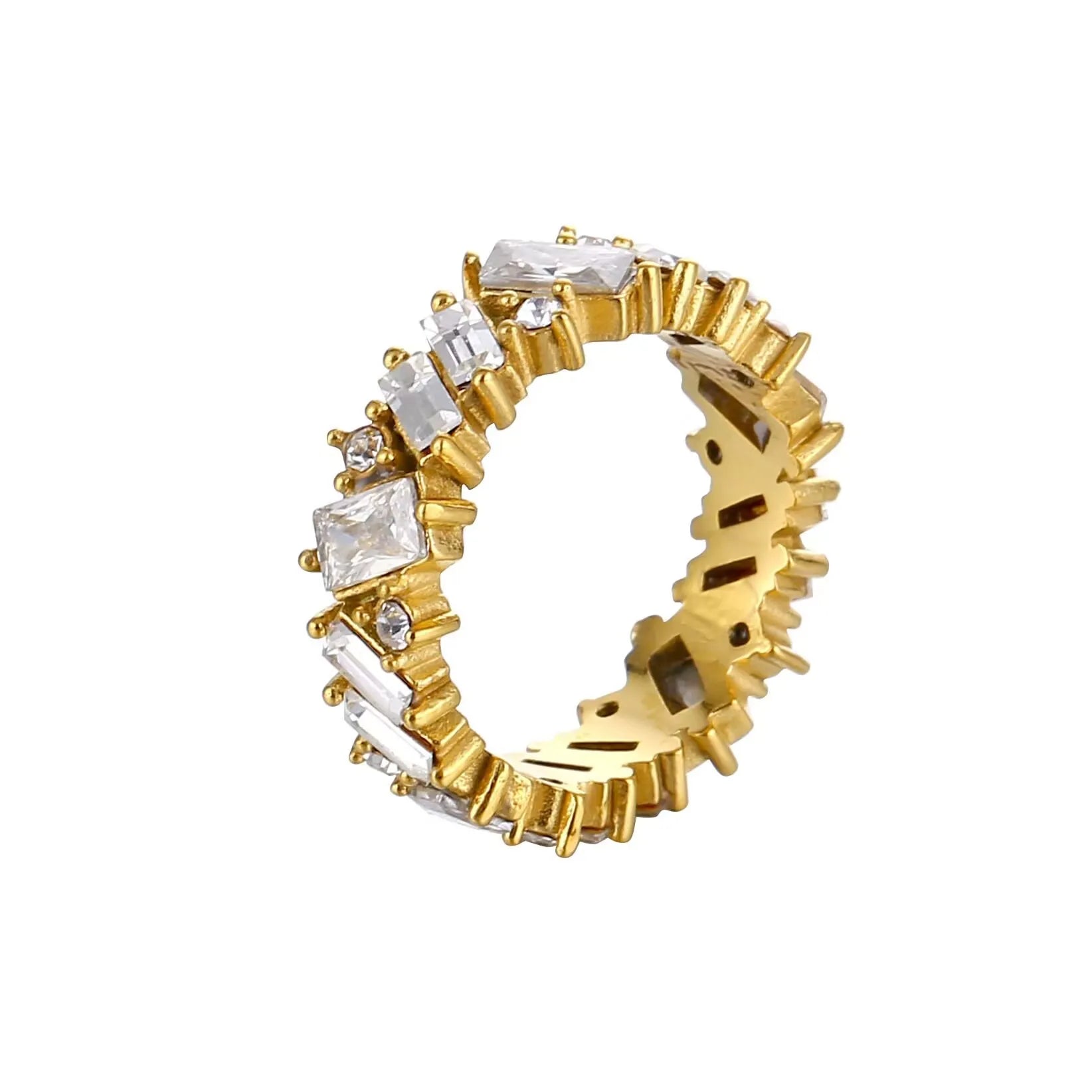 Zircon Inlaid Waterproof Stainless Steel Ring
