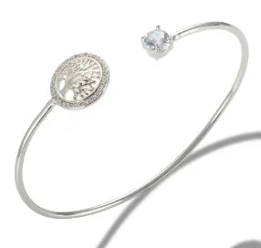 Triple Crystal Stainless Steel Bangle