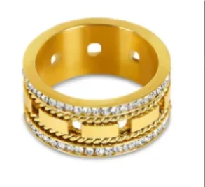 Zircon Inlaid Waterproof Stainless Steel Ring