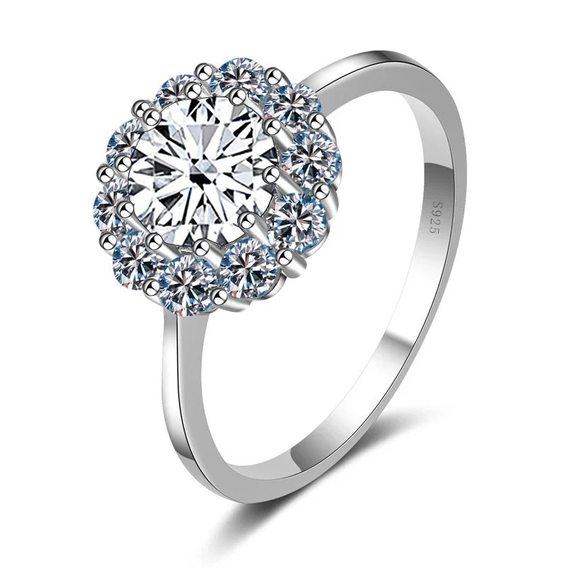 1ct Moissanite Flower Engagement Ring