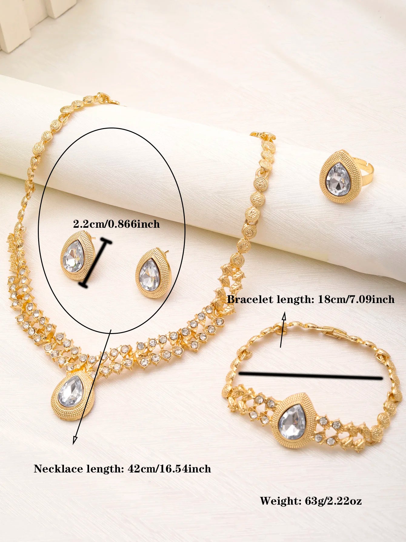 Dubai Gold Zircon Bridal Jewellery Set
