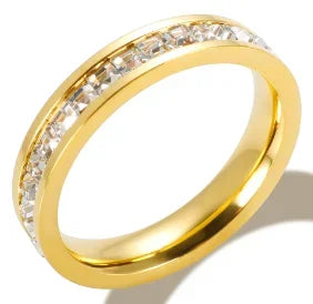 Crystal Zircon Waterproof Stainless Steel Ring
