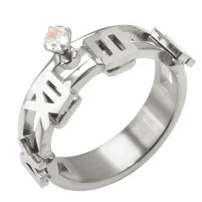 Zircon Inlaid Waterproof Stainless Steel Ring