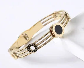 Triple Crystal Stainless Steel Bangle
